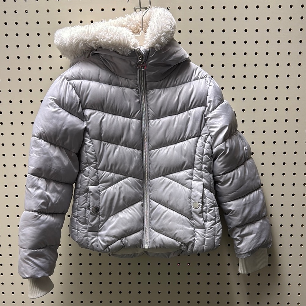 Michael Kors Silver Puffer Jacket for Kids